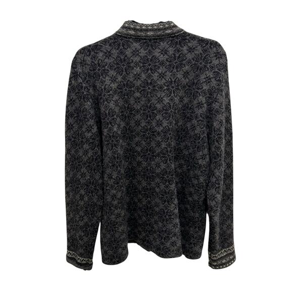 Vintage Eagle’s Eye Gray Fair Isle Lambs Wool Cardigan Sweater Womens Medium - Picture 4 of 4